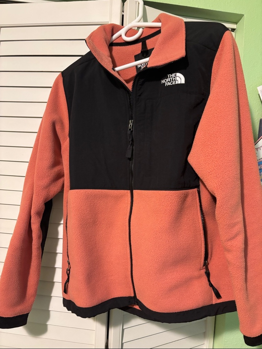The North Face Coral and Black Zip Fleece Jacket